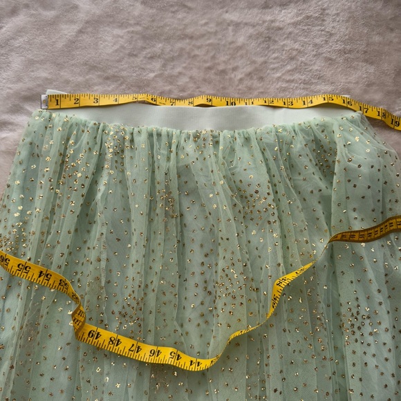 By Anthropologie Sydney Shimmer Tulle Midi Skirt Light Green Gold Glitter Large - Picture 12 of 12